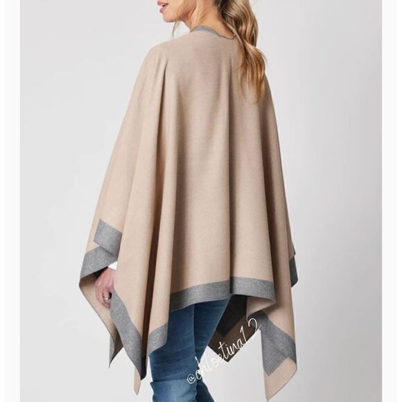 New Luxe Reversible Wrap Shawl Poncho Cardigan - Picture 10 of 16